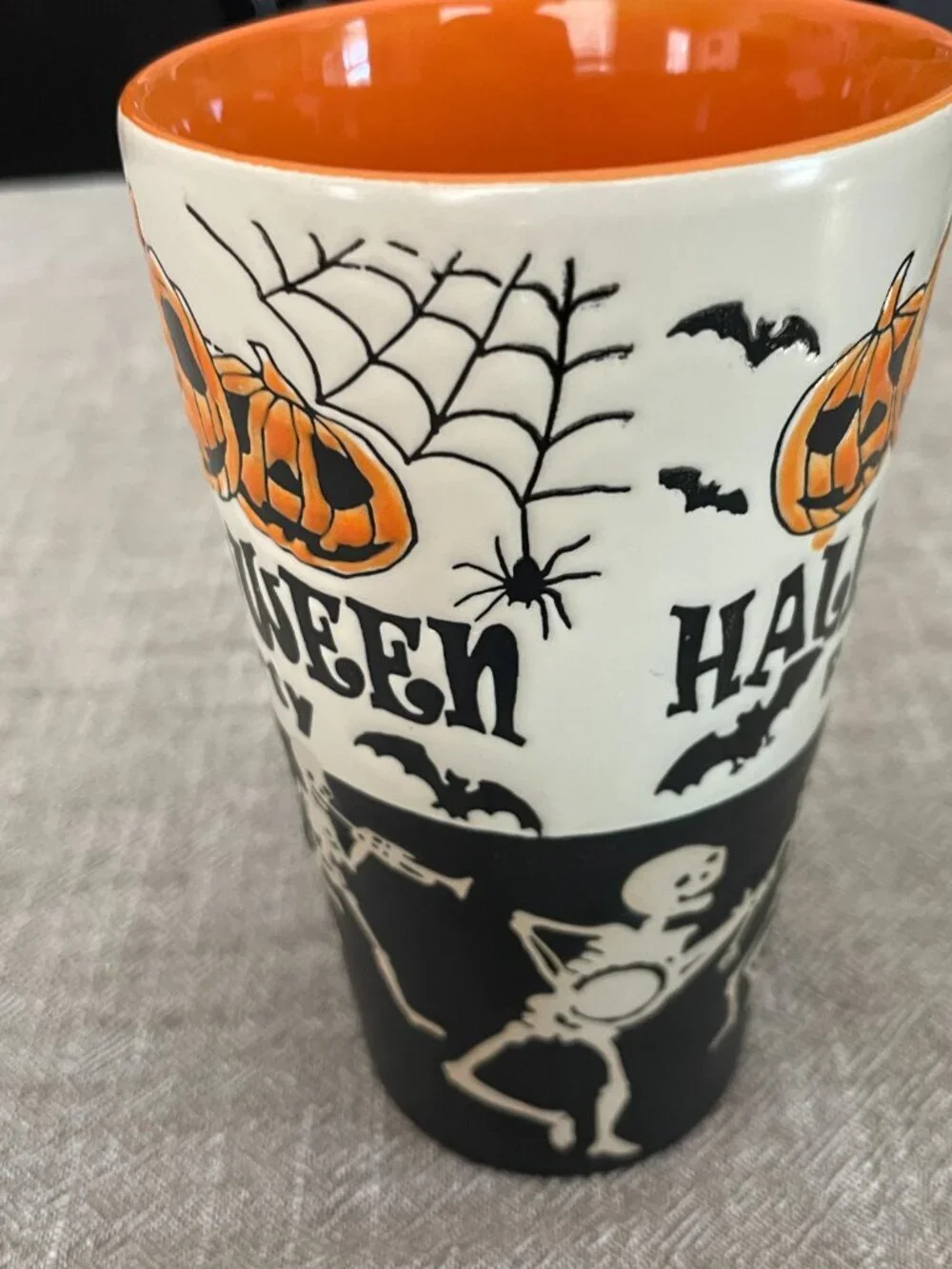 Spectrum Halloween Coffee Mug Halloween Party Jack O Lanterns, Skeletons Ceramic